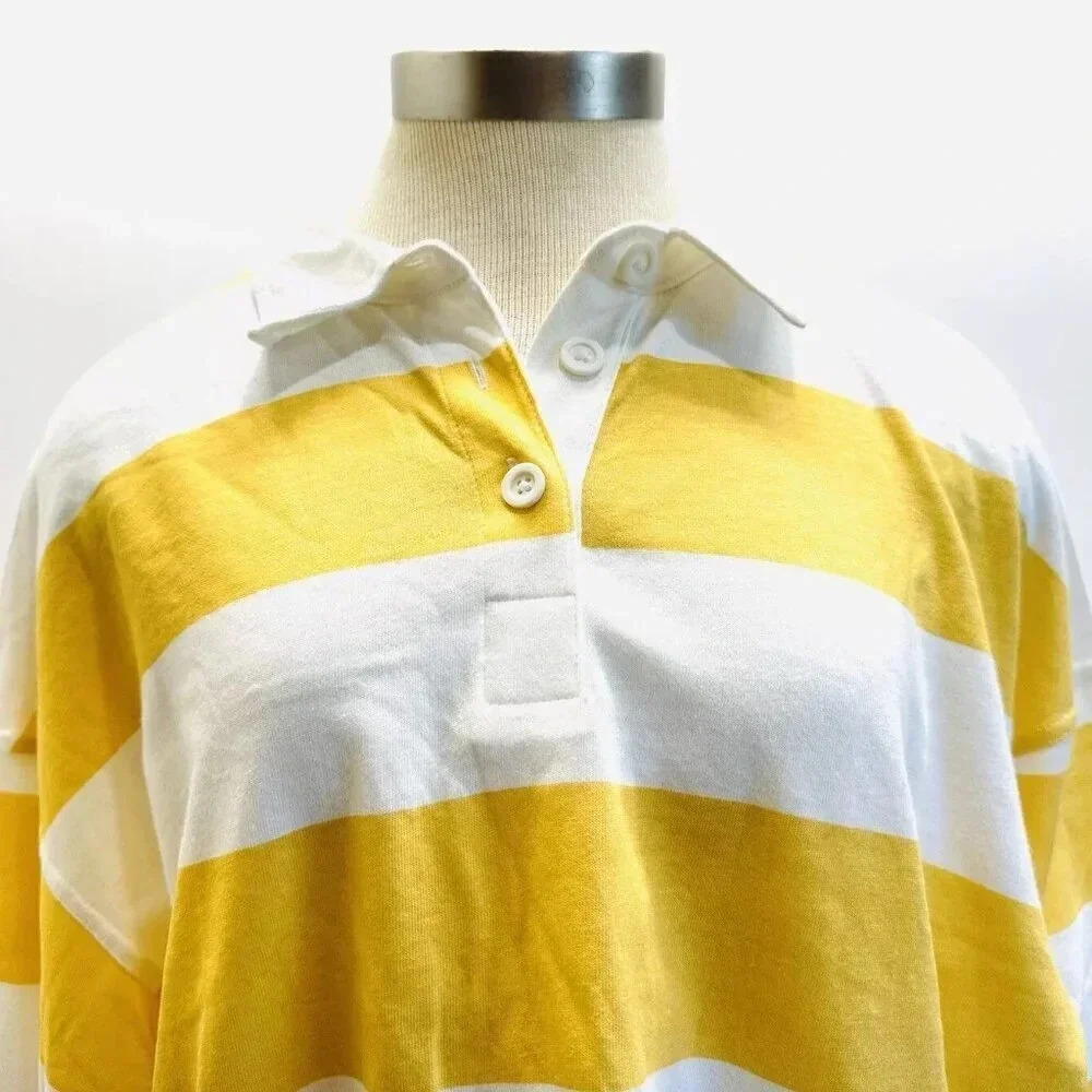 NWT SO Juniors Long Sleeve Pullover Collared Neck Striped Yellow Shirt Size XL - Picture 2 of 12